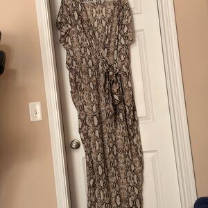 VENUS Brown Snake Print Jumpsuit